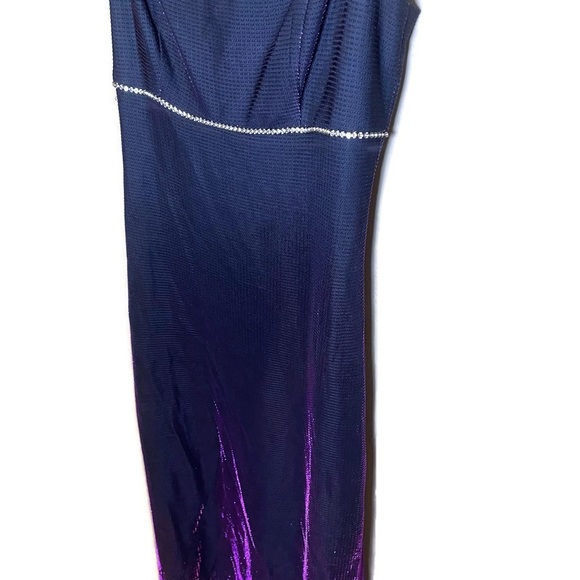 ๐ Vintage Jump Apparel Sheath Style Iridescent Navy Blue Maxi Dress Size 5/6 - Picture 5 of 13